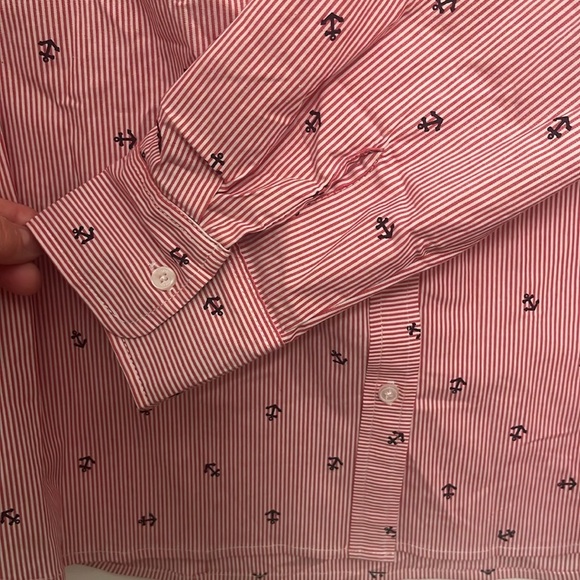 NWT IZOD Red White Blue Nautical Anchor Boating Button Down Shirt Size Large - Picture 6 of 10